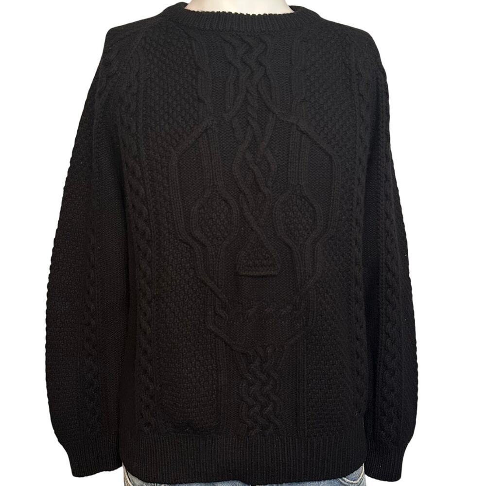 Alexander McQueen Skull Motif Fisherman Cable Sweater Black size L Wool Cashmere